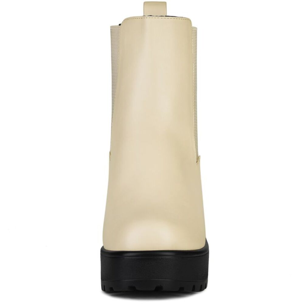 Platform Chunky Ankle Boot Beige Combat Boots - Picture 3 of 6